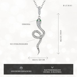 BLEKKI Jewellery 925 Silver Hanging Earrings Necklace for Women Girls Silver Earrings Earrings Real Silver Cubic Zirconia Snakes, Silver, Cubic Zirconia