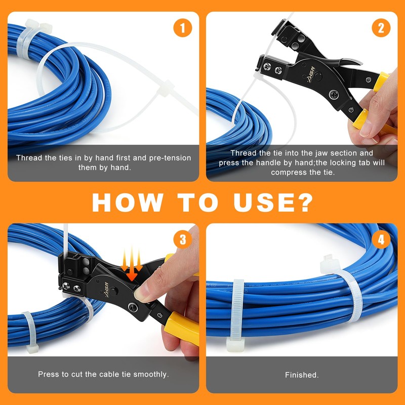 Zhushan Nylon Cable Tie Bundling Tool, 2-in-1 Zip Tie Plier