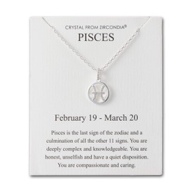 Philip Jones Pisces Star Sign Zodiac Necklace and Quote Card with Zircondia® Crystals