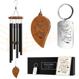 Sympathy Wind Chimes and Remembrance Keychain, Memorial Bereavement Condolence Gift Baskets in Memory of Loved One, Mother Father Grandma Grandpa Daughter Son Brother Sister Wife Husband Friend