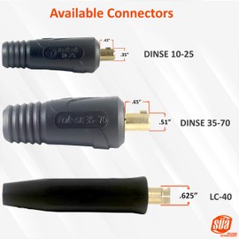 SÜA - 200 Amp Welding Lead Extension - LC40 Male/Female Connectors - #2 AWG 100% Copper Cable (15 FEET)