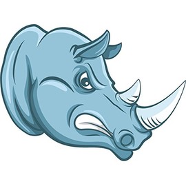 Angry Furious Raging Blue Rhino Cartoon Vinyl Decal Sticker (4" Wide)