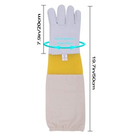 Beekeeping Gloves Bee Keeper Gloves - Premium Goatskin Leather Beekeeper Gloves with Protective Ventilated Long Canvas Sleeves & Elastic Cuffs for Beginner, Professional beekeeping supplies, XL