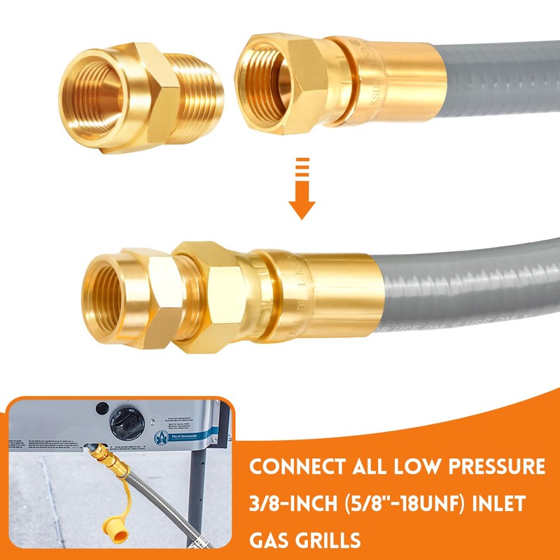 GasSaf 8 FT Natural Gas Grill Hose with Quick Connect