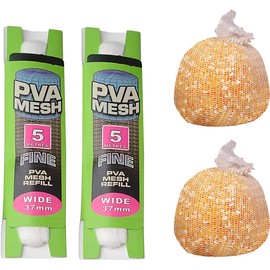 2 Pcs Carp Fishing Bags PVA 5M Mesh Bait Bags Mesh Refill Stocking Water Soluble for Carp Fishing Accessories,Wide 37mm, White