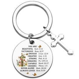 XzmaaoX Inspirational Christian Gifts for Women Bible Verse Stainless Steel Keychain Gift for Women Teen Girl Best Friend Bible Verse Keychain Carry Your Faith Keyring Christmas Gift