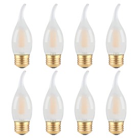 25W Equivalent Frosted E26 LED Chandelier Light Bulbs- CA10 Flame Tip Candle Light Bulbs Dimmable- 2700K Soft Warm White- 2W Candelabra E26 LED Bulb for Wall Sconces, Ceiling Fan, Pendant- 8 Count