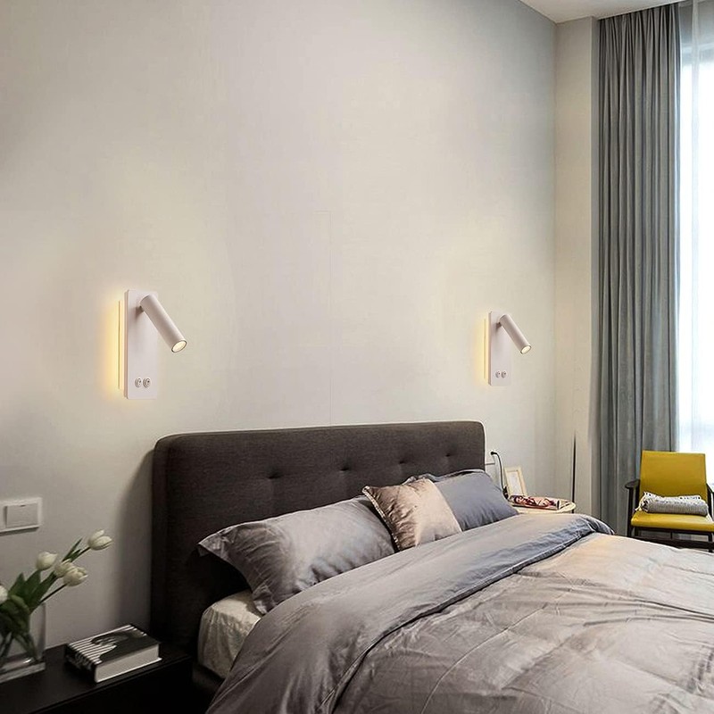 MOLUOLA LIGHTING LED Wall Lamp Bedside Reading Light Plug-in 3W