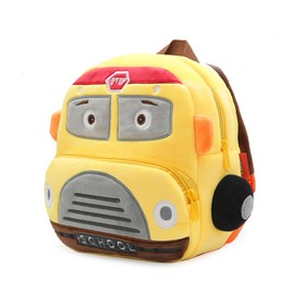 Toddler Backpack for Boys Girls Cartoon Car Plush Boy Girl Baby Backpack Toy Bag (School Bus)