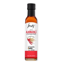 Aceite de ajonjolí picante Inés. Con chile de arbol y ajo. 250 ml