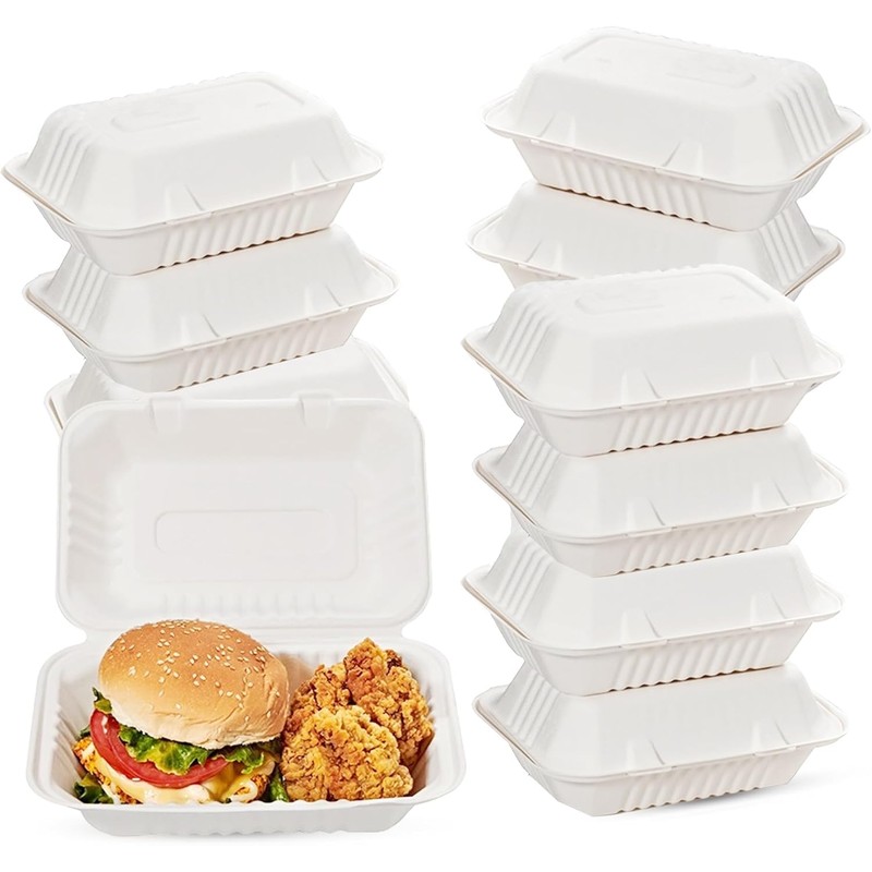 50pcs Strong Clamshell Takeaway Burger Boxes, 7" X 5" -