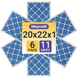 Maycold 20x22x1 MERV 11 Pleated Air Filter (6-Pack) High-Efficiency HVAC & Furnace Replacement Filters Exact Size: 19.70" x 21.70" x 0.75" Individually Wrapped for Clean & Convenient Use