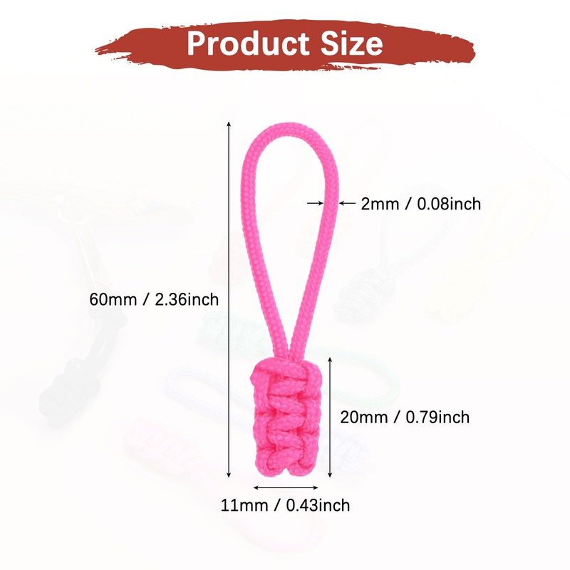TIXIPEM Zipper Pull Replacement [6PCS] - Extender Woven Rope Zipper