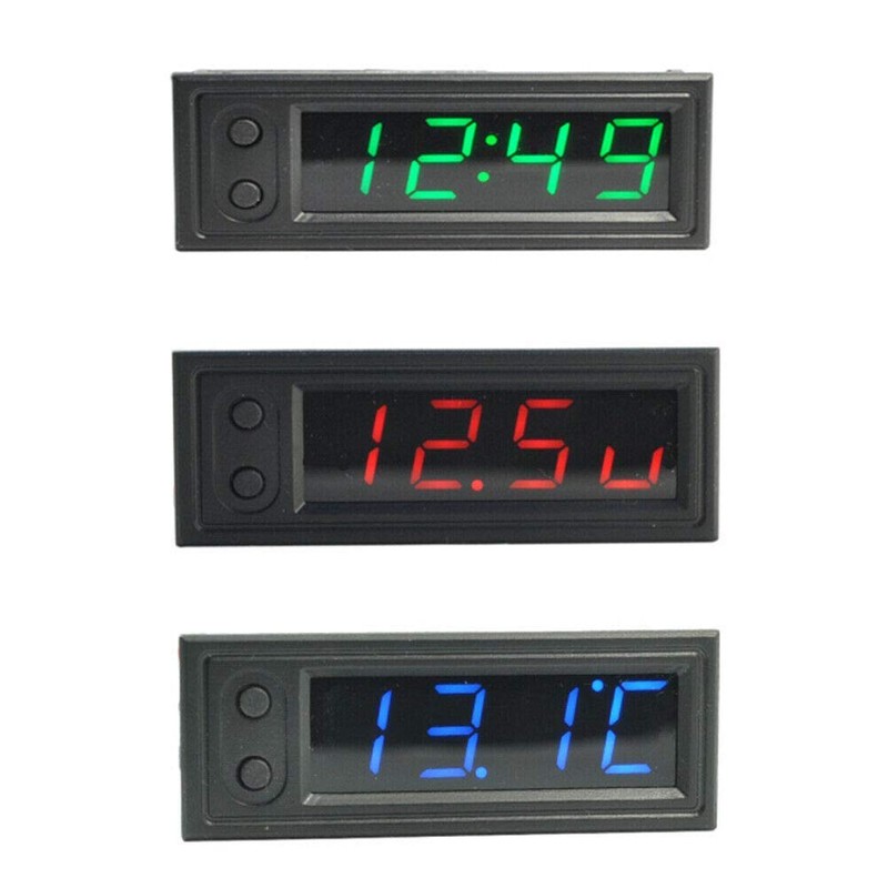 Car LED Temperature Clock - Electric Digital Temperature Voltmeter Gauge