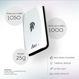 DATO 2TB Portable SSD, ARES Torch External SSD, Up to 1050/1000 MB/s, USB 3.2 Gen 2x1 Type C Super Light & Compact Portable Solid State Drive