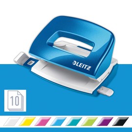 Leitz Hole Punch, Guide Bar with Format Markings, Metal, Wow Range 10 Sheets