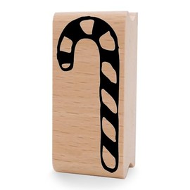 Newstamps Candy Cane Motif Stamp Made of Wood & Rubber for Cards and Gifts, Wooden Stamp for Christmas, Christmas Card, Advent, Scrapbook, Textile Stamp, Decoration, Friends