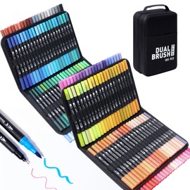 Hopesky 168 Colors Water Based Markers - Dual Tip Art Markers Set with Foldable Case for Coloring, Drawing, Painting, Extra Fine Tip and Brush Tip Permanent Brush Pens for Adult Artists
