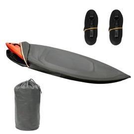 Smikodo Kayak Covers 10 ft 600D Tear Resistant Trailerable Kayak Cover for Outdoor Storage, Waterproof & UV-Proof Heavy Duty Canoe Cover for Indoor/Outdoor Storage(Grey) Fit 12 13ft Kayak Storage