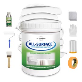 styleonme Tub and Tile Paint White, 50-60sq.ft, Bathtub Washbasin Toilet Ceramic Tile and Kitchen Countertop Refinishing, Odorless and Non-Toxic Heavy Glaze Epoxy Resin Coating