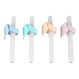 Toddler Utensils Self Feeding Flexible Baby Straws BPA Free Soft Reusable 4 Pack Universal with Buckle for Drinking for Most Baby Car Seats