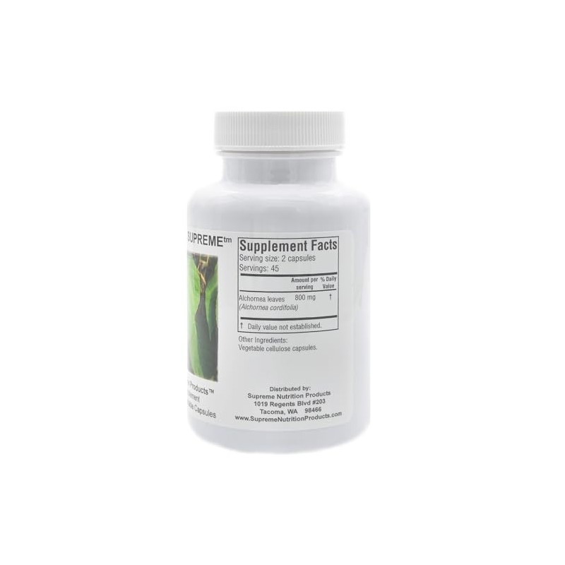 Supreme Nutrition Alchornea Supreme, 90 Pure Alchornea Leaf Vegetarian Capsules