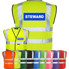 Corporate Togs STEWARD Printed Hi-Vis Vest - High Visibility Safety Waistcoat Tabard, Fastening and Fully EN471 | Personal Protective Equipment & Safety Vests