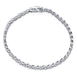 Traditional Bridal Jewelry 20 CT AAA CZ Round Solitaire Swirl S Wave Link Tennis Bracelet For Women Wedding Plated Silver Rhodium 7,7.5 Inch