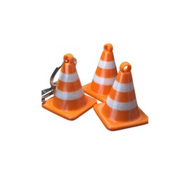 Mini Traffic Cone Keychain, Orange and White Striped, Construction Theme Gift for Road Workers, Novelty Transportation Accessory