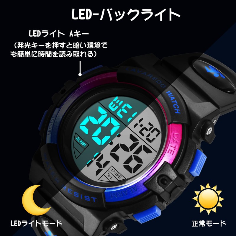 Kids Watch Boys Digital Boys Sports Watch Outdoor Multifunction 50M