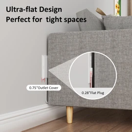 Flat Plug Extension Cord 3FT with Outlet Cover, Outlet Concealer Kit with Flat Plug Power Strip 5AC Outlets, 1875W Flat Outlet Extender Surge Protector for Kitchen, Home, Office,Tight Space