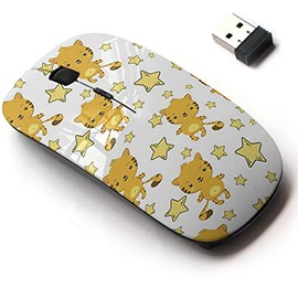 2.4G Wireless Mouse with Cute Pattern Design for All Laptops and Desktops with Nano Receiver - Cute Tiger