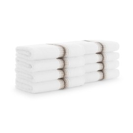 Aston & Arden Aegean Ombre Wash Cloths - (Pack of 8) Oversized Ultra Soft Thick & Absorbent, 100% Ringspun Turkish Cotton Bathroom Towel for Spa, Hotel, 600 GSM, 13 x 13 in, Sand