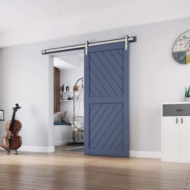 EaseLife 6 FT Brushed Nickel Sliding Barn Door Hardware Track Kit,Basic J Pulley,Heavy Duty,Slide Smoothly Quietly,Easy Install (6FT Track Kit for 30"~36" Wide Single Door)