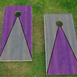 Sports Purple Grey Black Cornhole Board Wraps Kit | Vinyl Decals for Cornhole | 2-Pieces | Made in USA | Premium Cornhole Vinyl Skins
