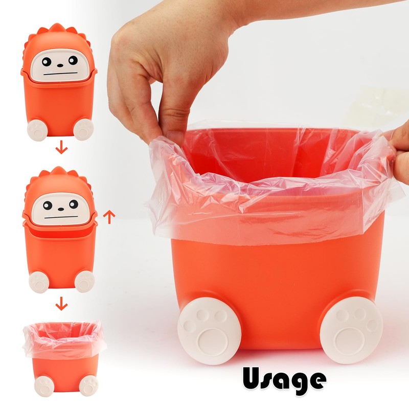 UOIXPUHUO Mini Trash Can with Flip Lid, Cute Monster Desk