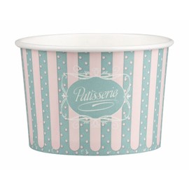 VEPATIM 50 x Paper Ice Cream Cups with Patisserie Motif 260 ml 8 oz