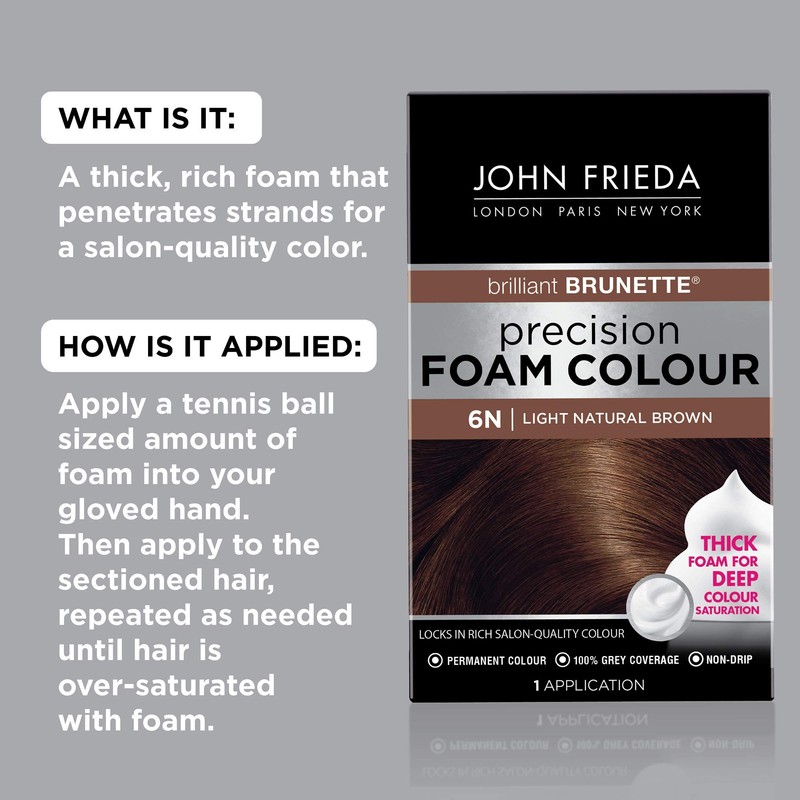 John Frieda Precision Foam Colour, Light Natural Brown 6N, Full-Coverage