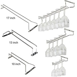 Greatstar Wine Glass Rack, Under Cabinet Wine Rack Glass Holder Stainless Steel Chrome Finish - Hanging Stemware Holder for Bar Kitchen (10inch)