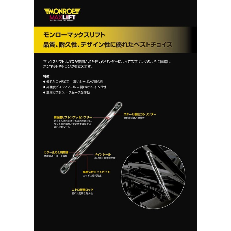 MONROE (モンロー) ボンネットダンパー【 マックスリフト 】ボンネット用 (1本) MINI R56 / R57