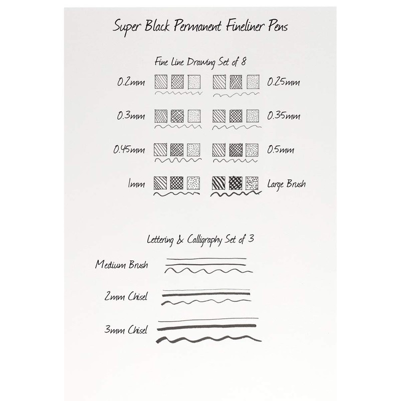 Creative Mark Calligraphy & Fineliner Pen Set Lettering Drawing Super