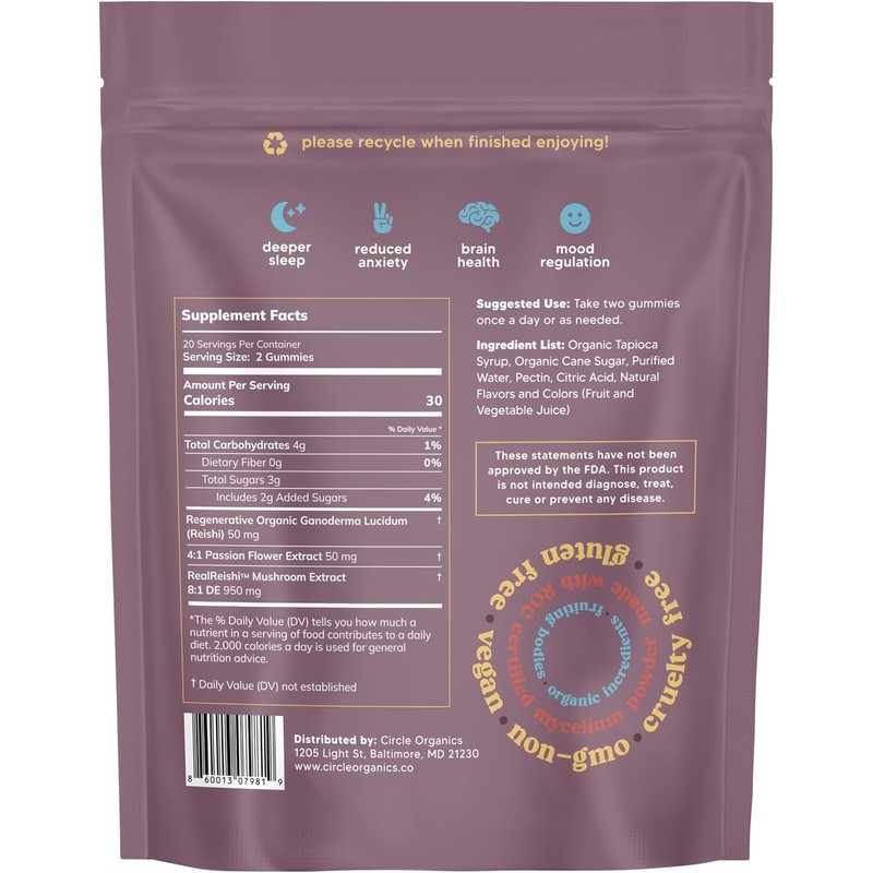 Sleep Mushroom Gummies 40 ct – Reishi + Passion Flower