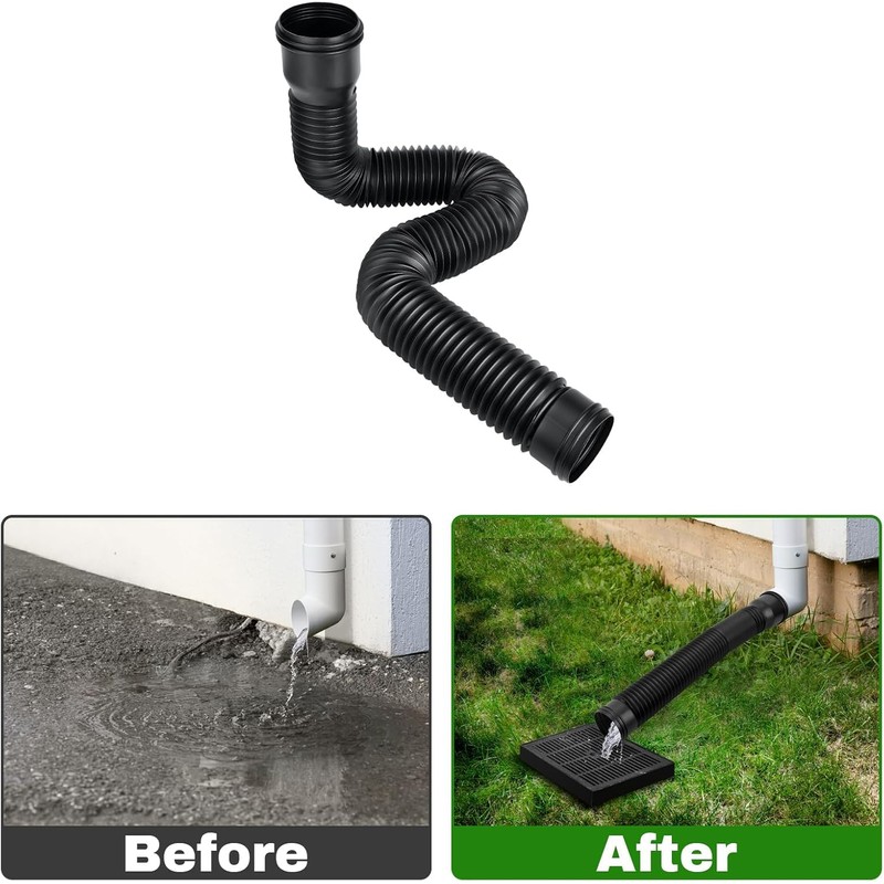 Rain Gutter Downpipe Extension, Flexible Extendable PE Drain Extension for