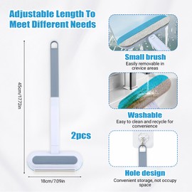 2 Pcs Pet Hair Remover, 4 in1 Long Handle Lint Brush for Dog and Cat Hair, Durable & Reusable, Double Sided, Gentle on Couches, Carpets, Clothes, Bedding