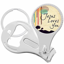 Jesus Loves You Nail Clippers Plus Bottle Opener Keychain