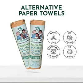 Reusable Paper Bamboo Towels for Kitchen, Up to 100 Uses Per Cloth, High Quality Household Utensils/Household Supplies, Kitchen Paper Roll with 3 Rolls (60 Bamboo Sheets, 28 x 28 cm)