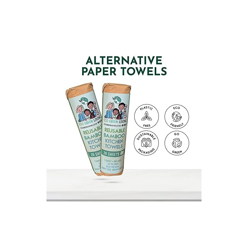 Reusable Paper Bamboo Towels for Kitchen, Up to 100 Uses