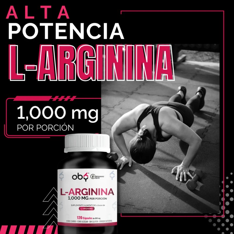Oby L Arginina 1000mg 120 Caps Máxima Potencia Y Absorción