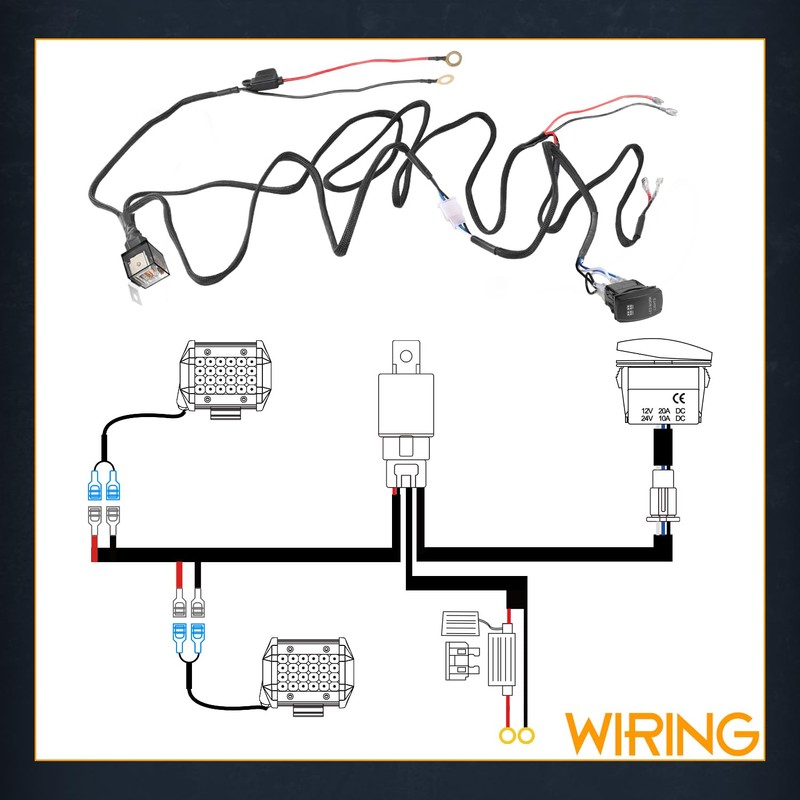Nirider Wiring Harness 2 Lead, 12V 40A Rock Switch Relay