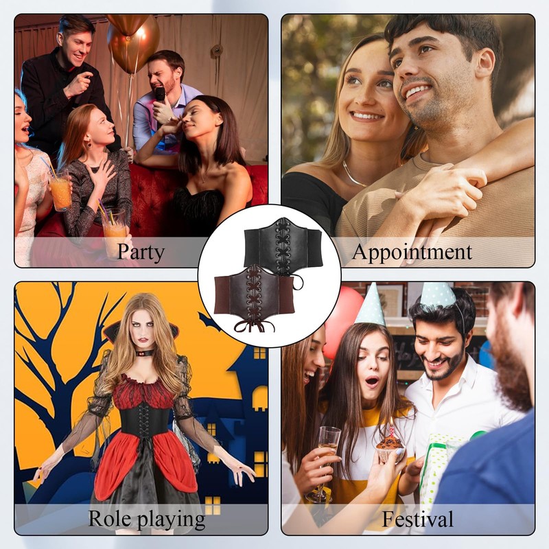 Pieces Corset Women's Black Elastic Corset Belt, black